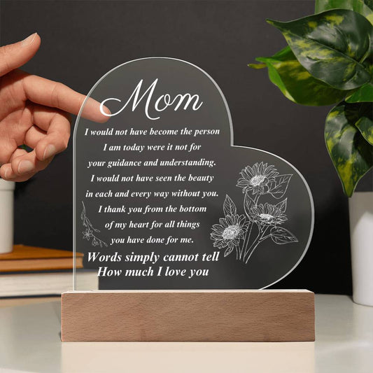 To My Mom | Printed Heart Acrylic Plaque