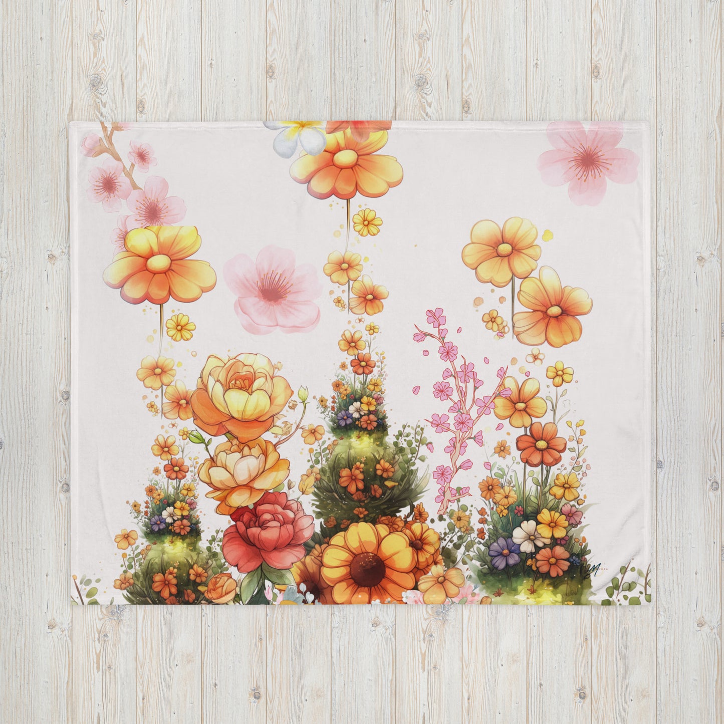 Whimsical Water Colors Flower Art | Throw Blanket | Perfect Gift for All Seasons