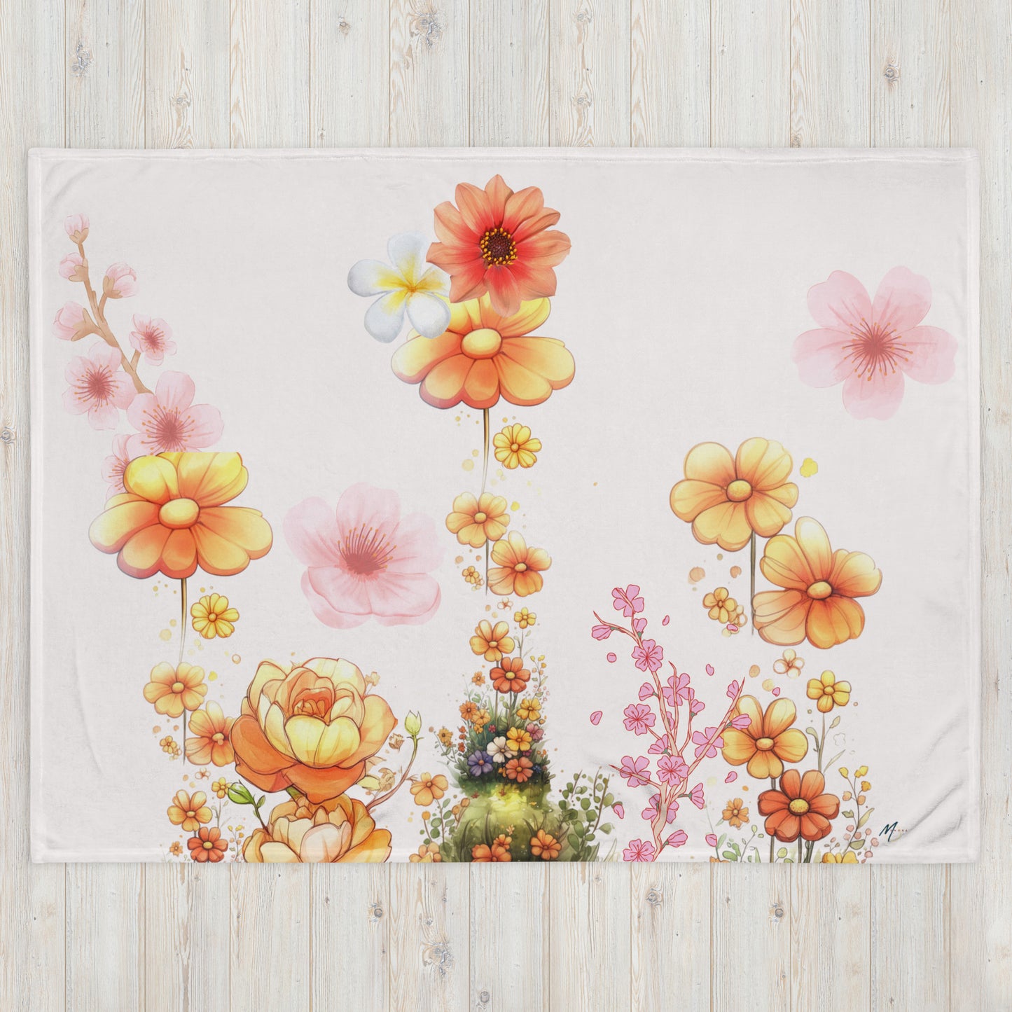 Whimsical Water Colors Flower Art | Throw Blanket | Perfect Gift for All Seasons