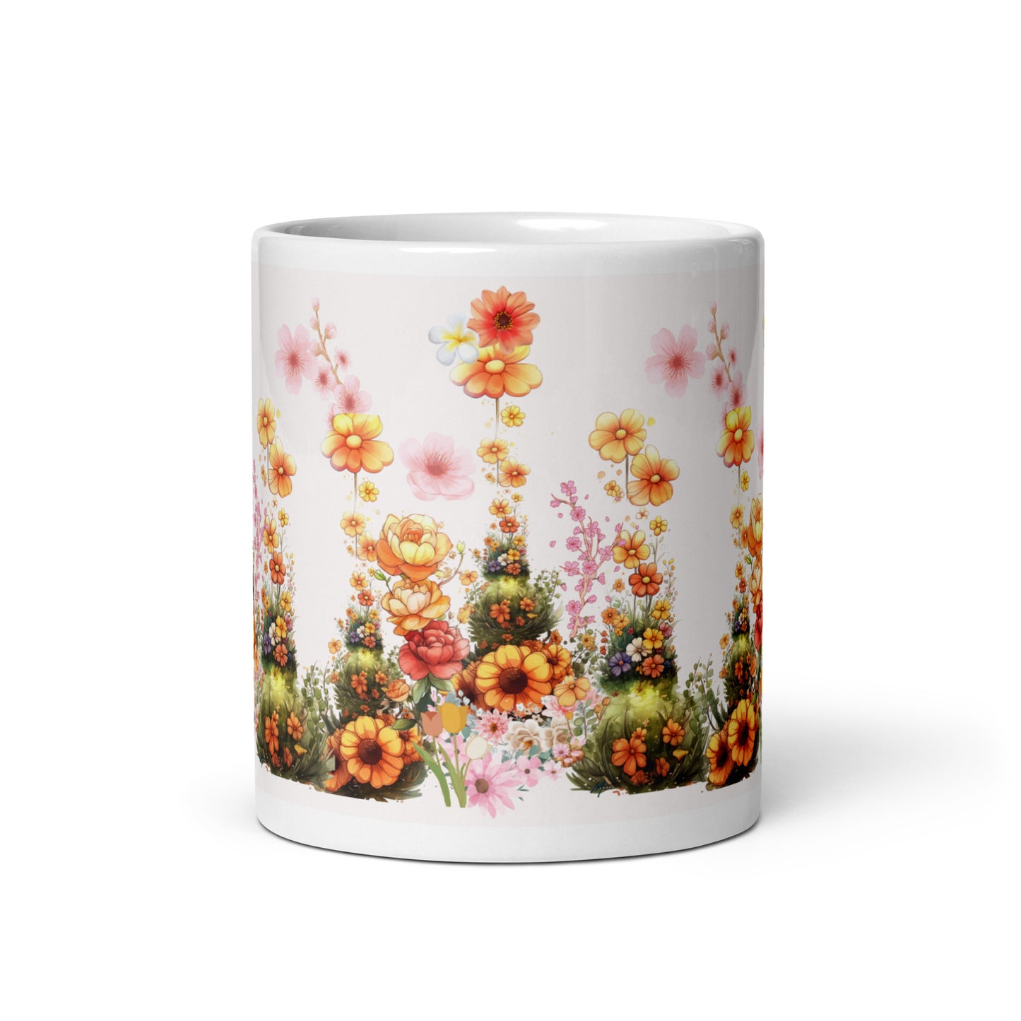 Flowers WaterColor Art -  11oz White Mug