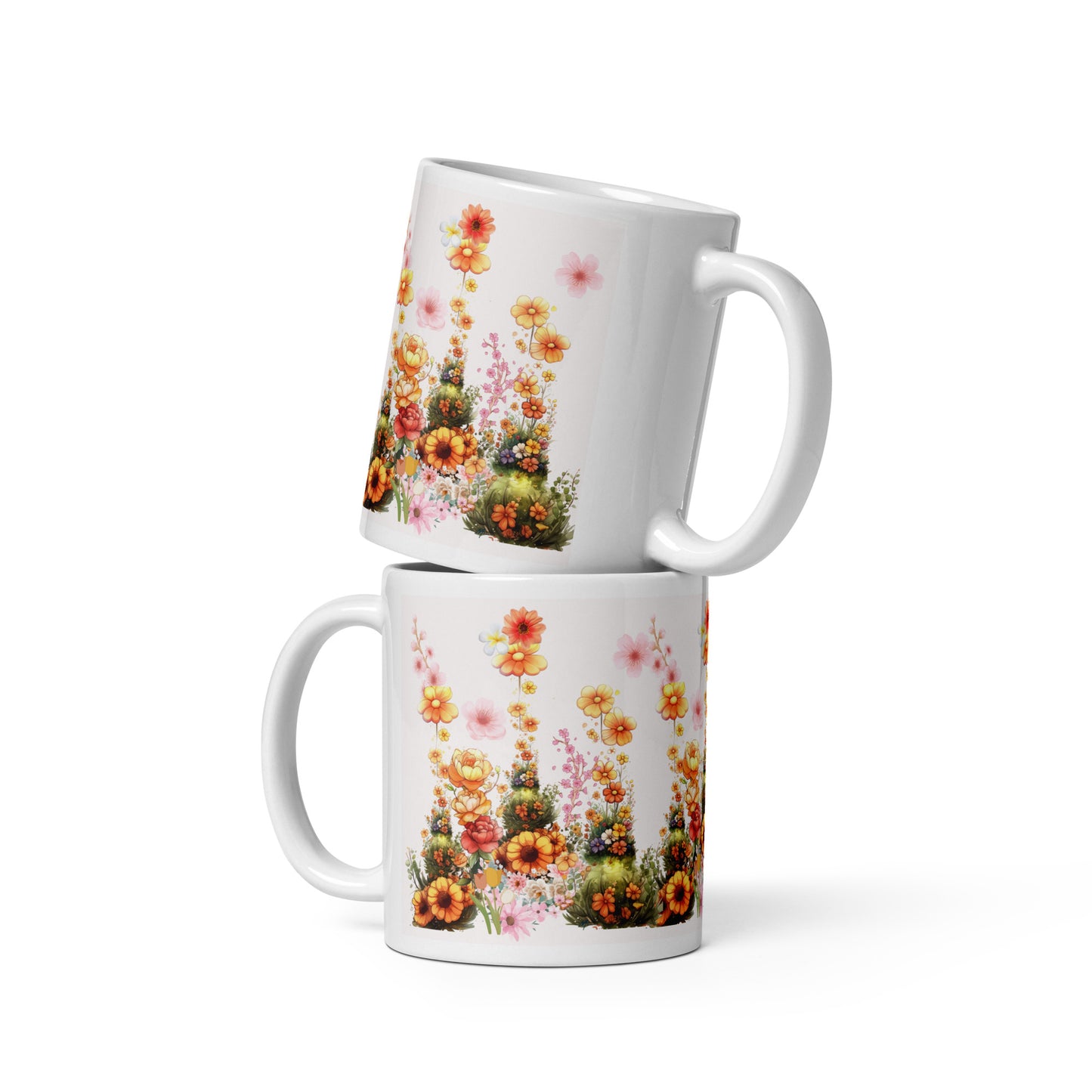 Flowers WaterColor Art -  11oz White Mug