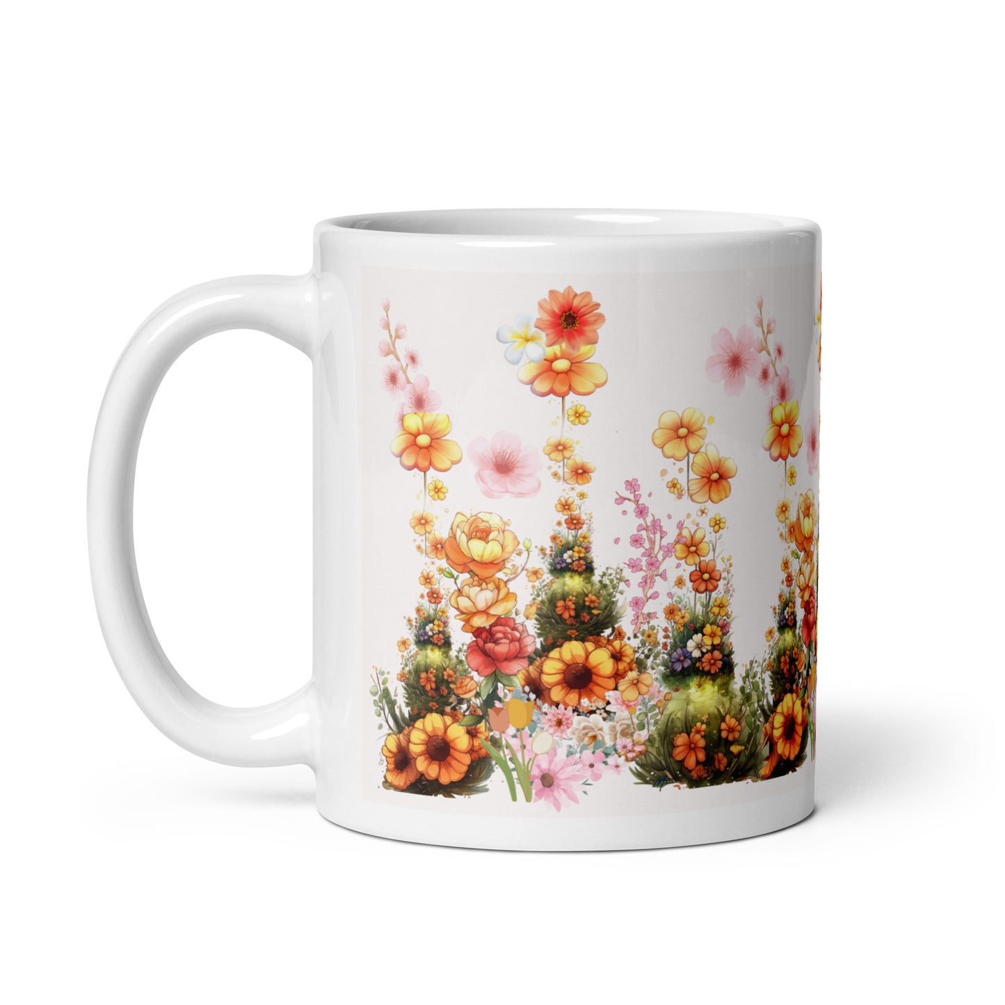 Flowers WaterColor Art -  11oz White Mug