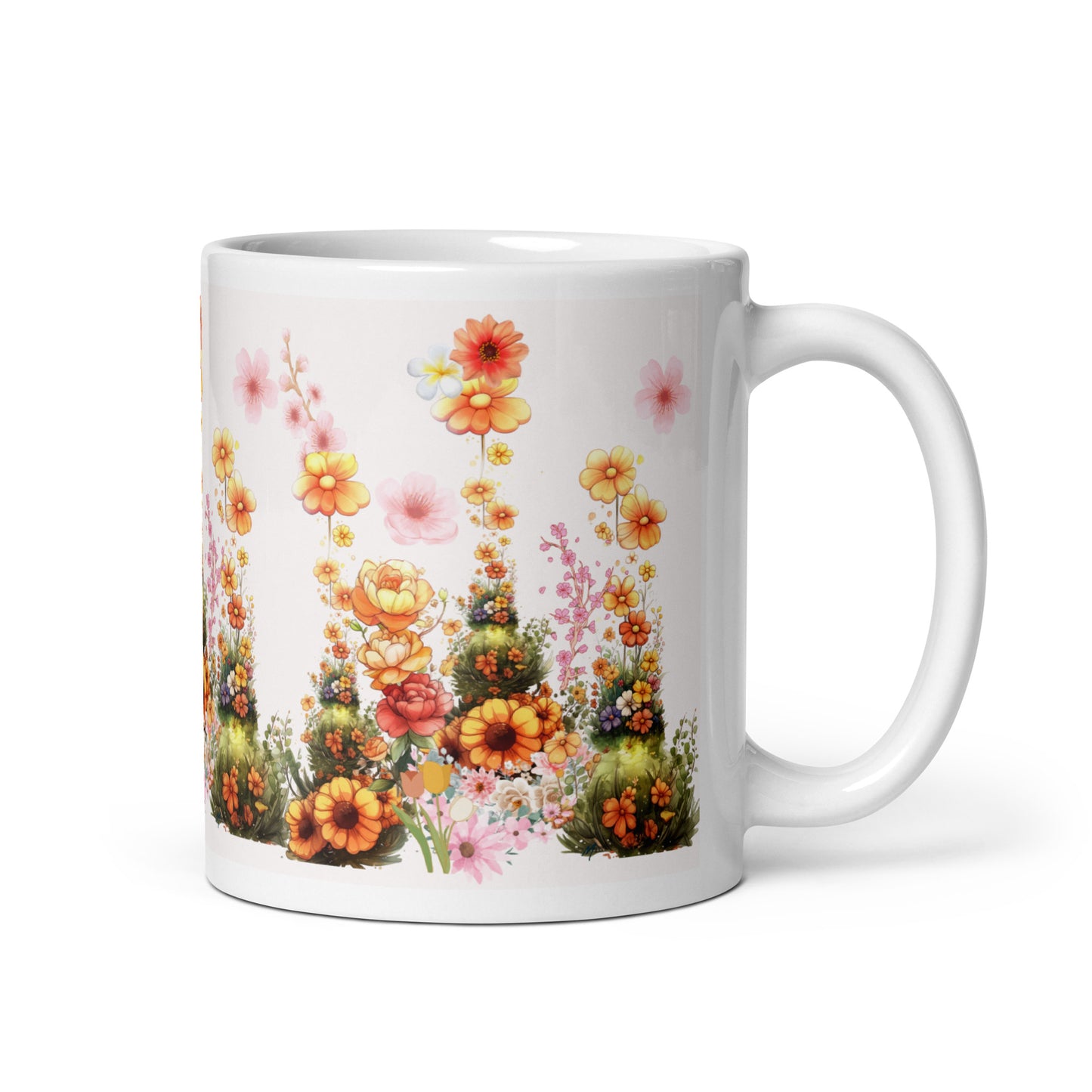 Flowers WaterColor Art -  11oz White Mug